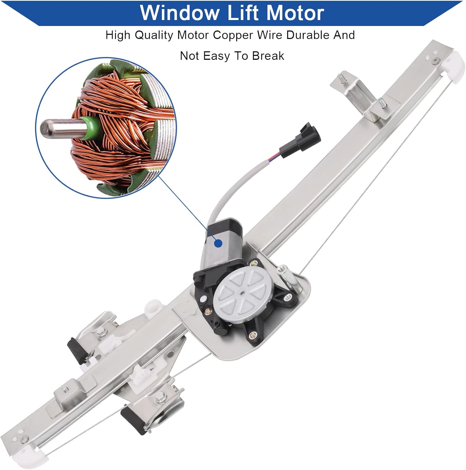 Obaee 741-388 Rear Driver Side Power Window Lift Regulator with Motor Compatible with 2007-2013 Chevy Silverado GMC Sierra 1500 2500HD 3500HD Extended Cab Pickup
