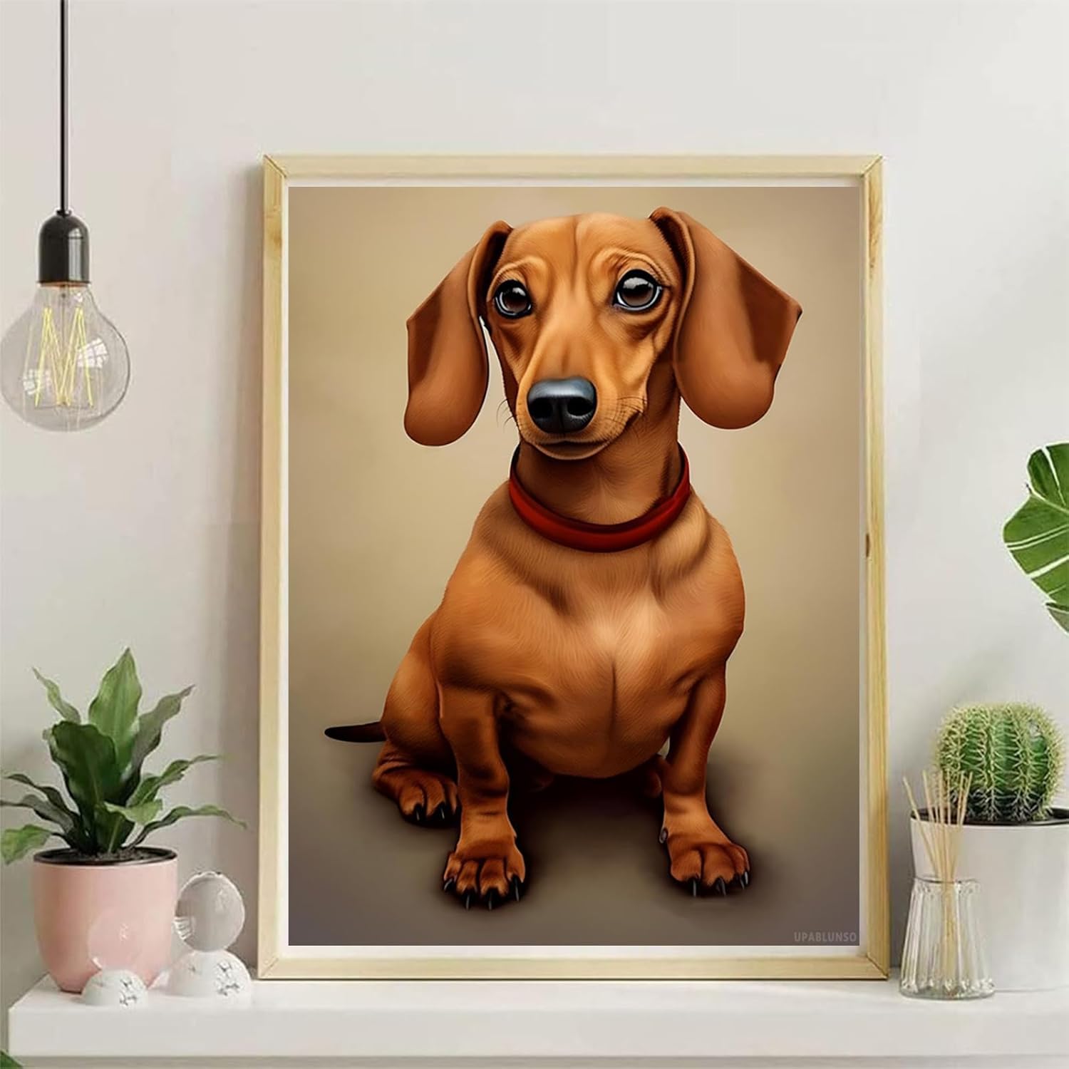 UPABLUNSO Diamond Art Painting Kits for Adults Beginners Cute Little Dachshund Round 5D Paint with Diamonds Dachshund Dog Pictures Gem Art Painting Kits DIY Crafts 12x16 Inch