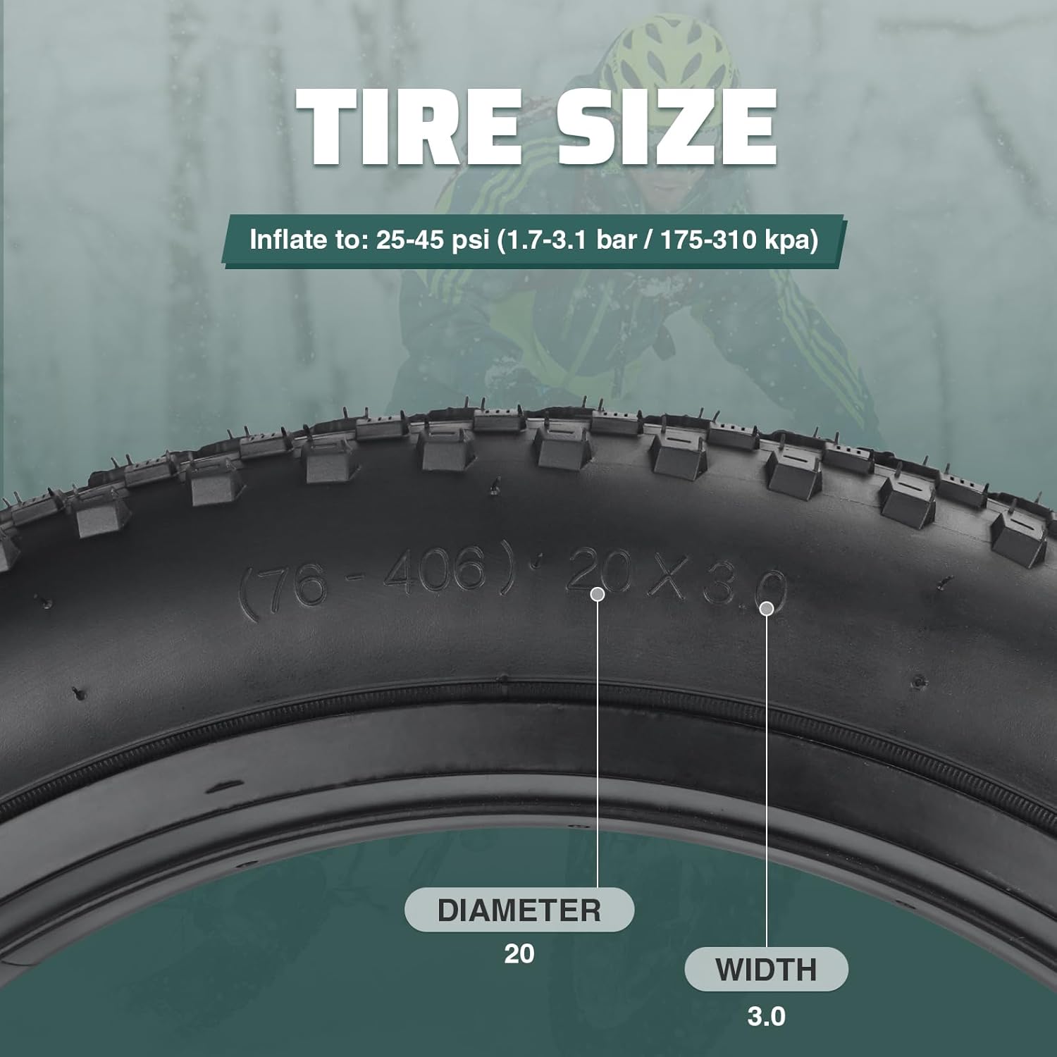 20x3.0 Electric Bike Tire 20 x 3 Fat Tire 20x3 /76-406 ebike Tires High-Performance Wear-Resistant Tires for E-Bikes Snow 20x3 Heavy Duty ebike Tires Durable All-Terrain