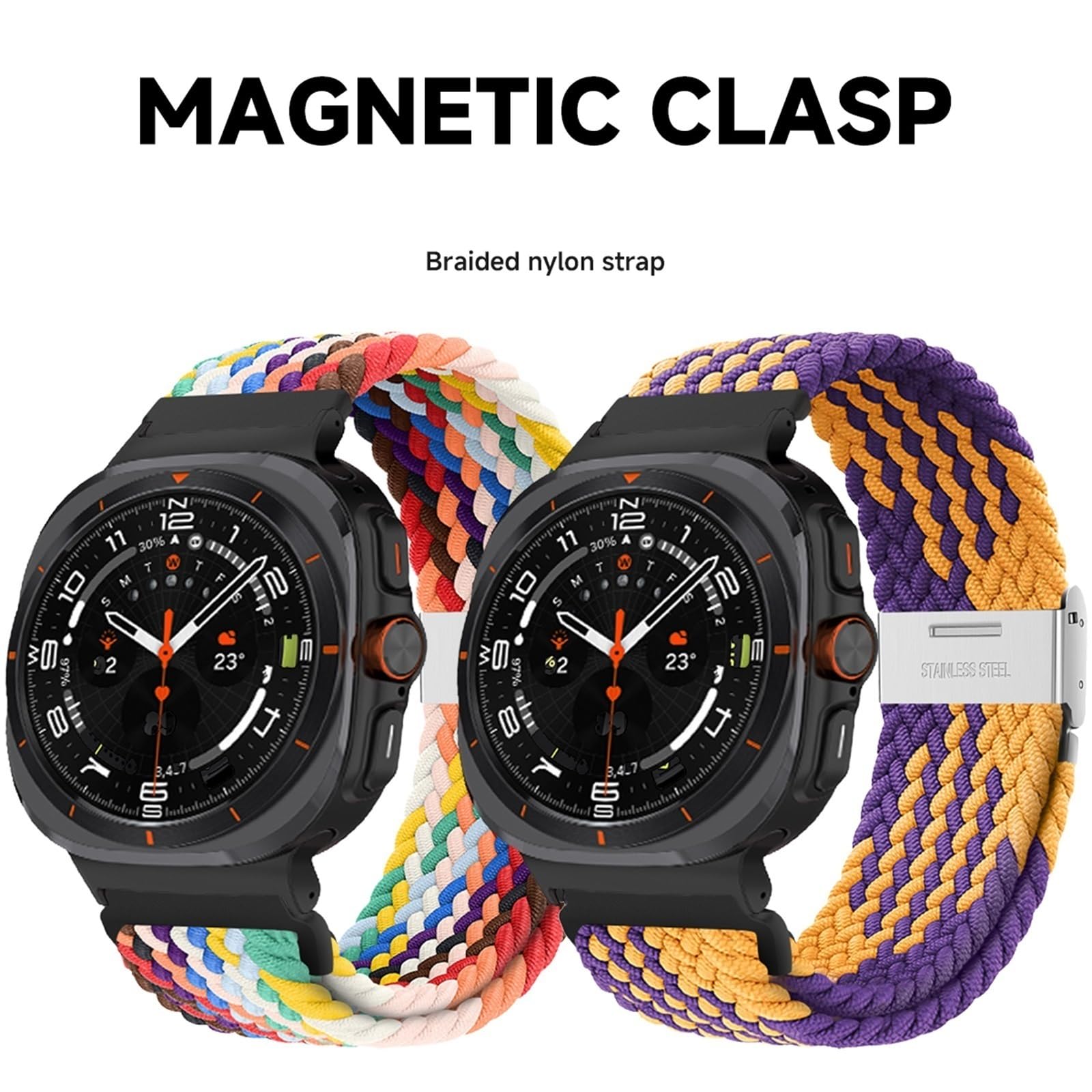 Para Galaxy Watch Ultra 47 mm Correas de reloj Nylon Elástico Trenzado Solo Loop Correa Pulsera