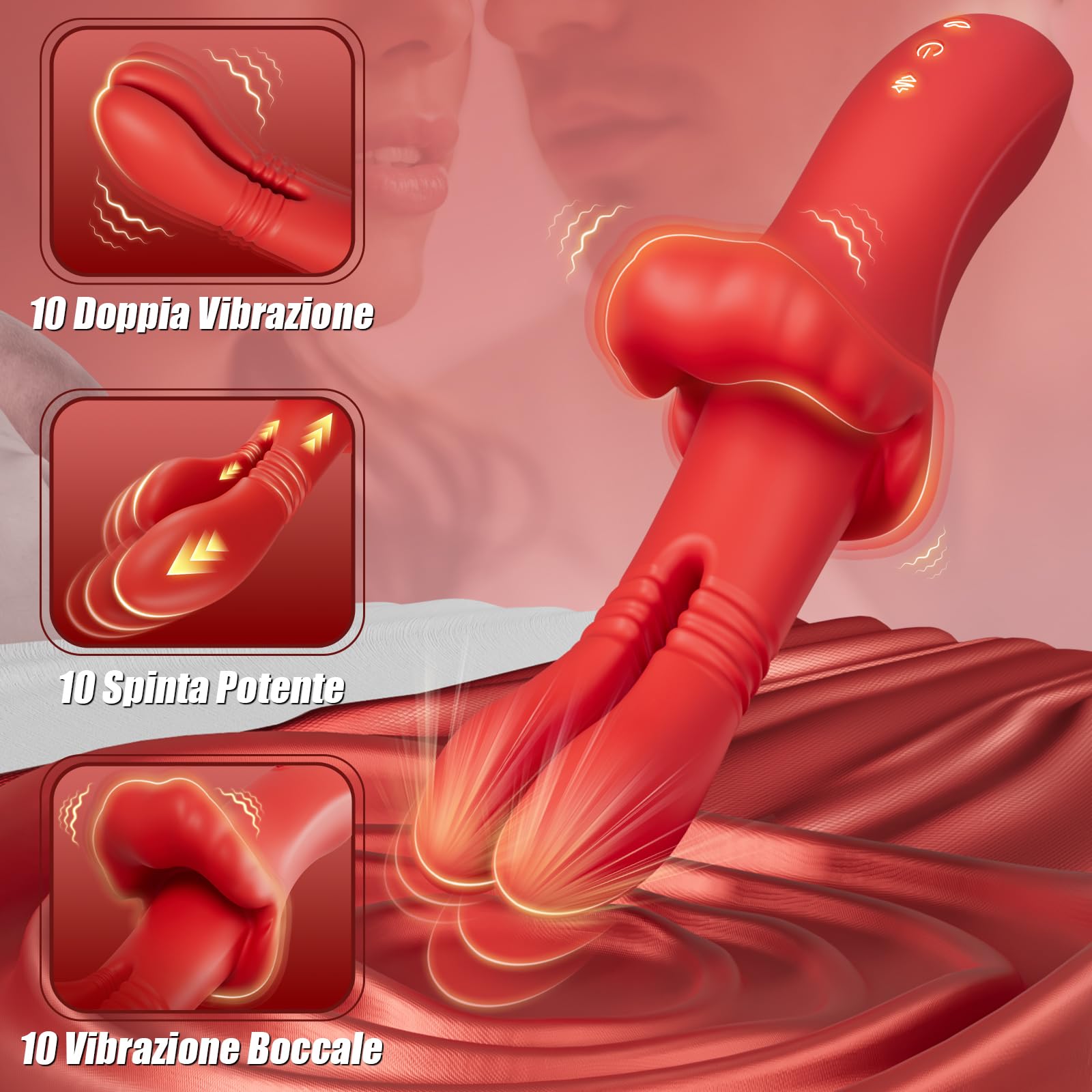 Dildo Vibratoreper Donna Professionale Sex Toys - 4 in 1 Vibratoriper Donne Clotoride con 10 Spinte e Vibrazioni, Stimolatore Clitoride e Punto g Femminile Toys Sessuali per Donna Sexytoysys Coppia