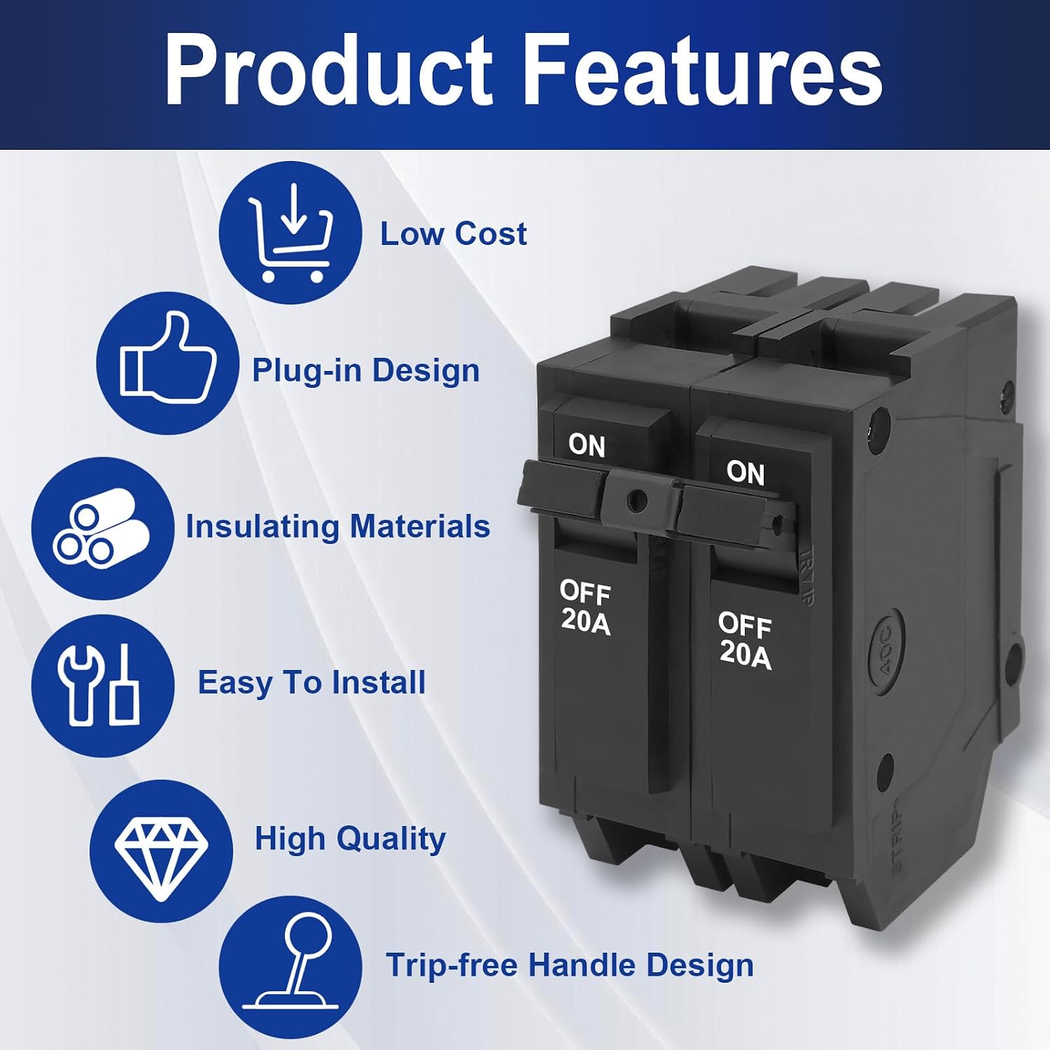 THQL2120 20 Amp 2-Pole Circuit Breaker, 10kAIC, 120/240V, Compatible with GE Thick & Q-Line Series Load Centers, Thermal Magnetic Protection, Plug-in Mount Standard,Fit for General Electric