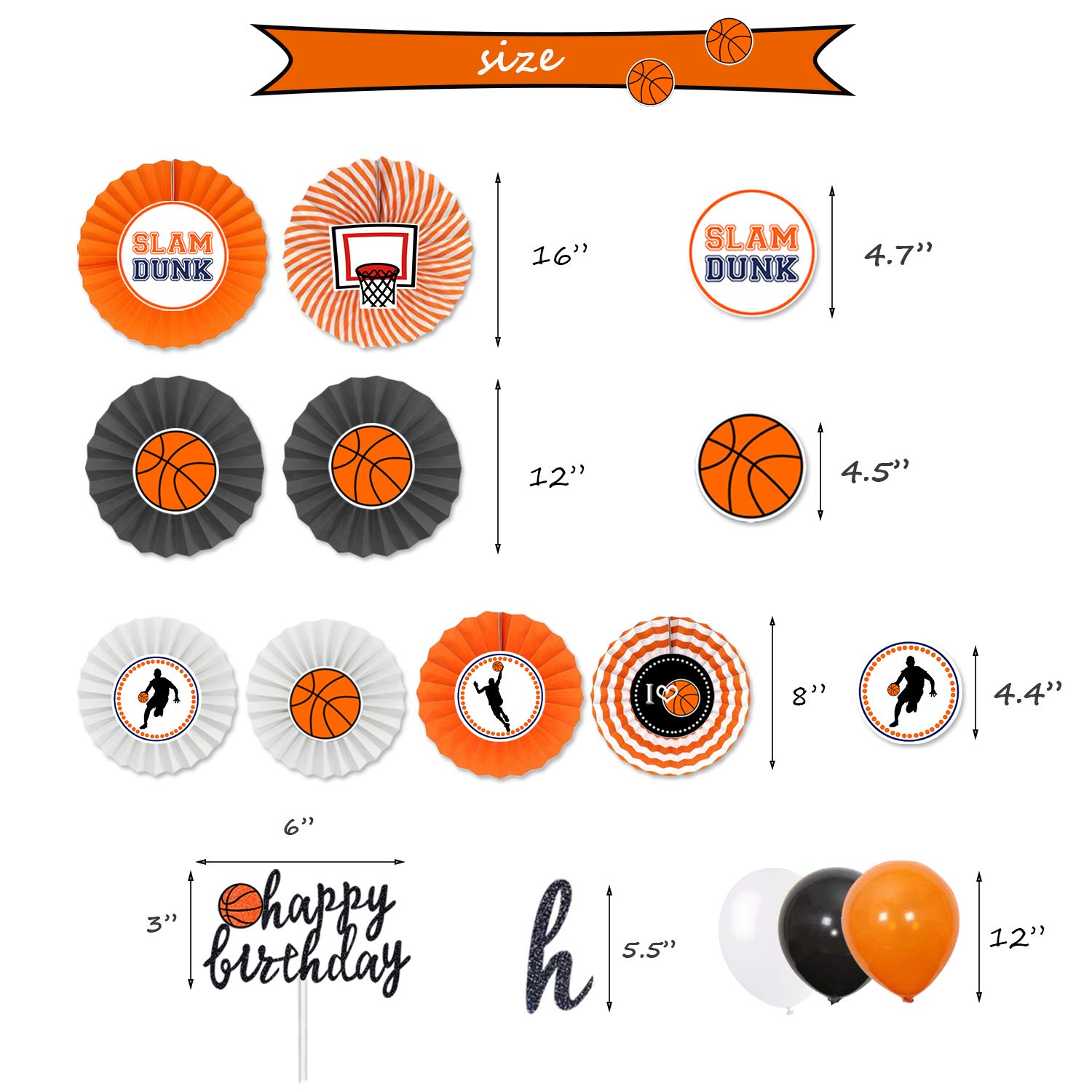 Homond Basketball Birthday Decorations Supplies Kit, Basketball Party