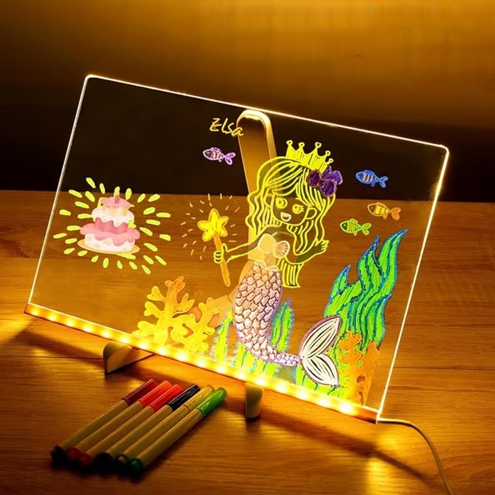 Tablette Lumineuse Dessin Enfant Tableau D'affichage LED Avec 7 Couleurs, Adaptateur Inclus Wondiko Tablette