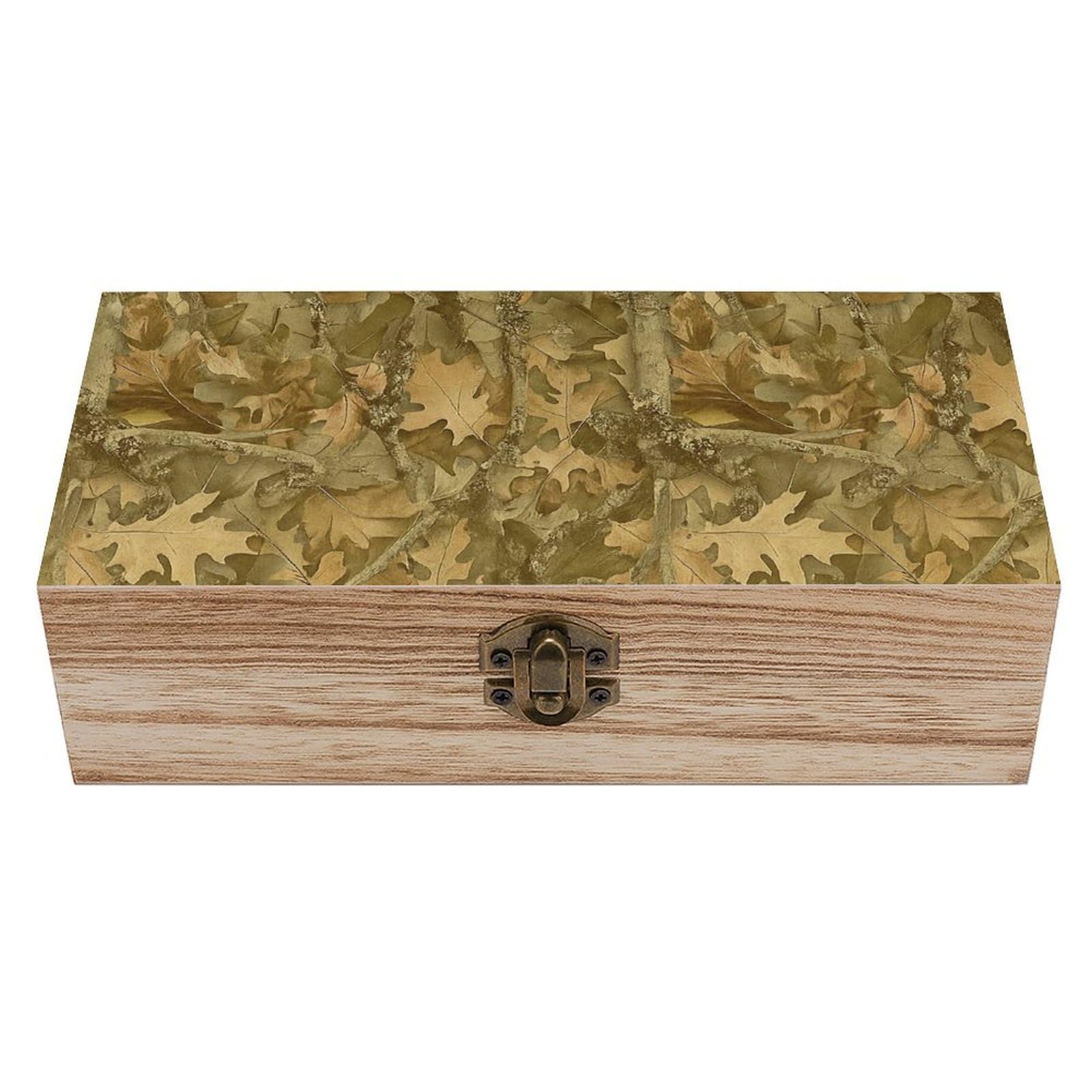 Oudrspo Camouflage Leaves Retro Wooden Storage Box Keepsake Jewelry Decorative Art Storages Box Gift Boxs