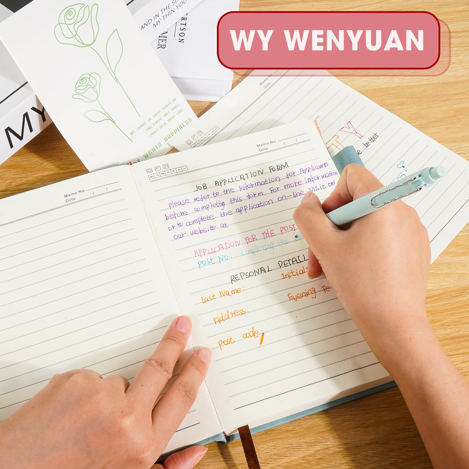 WY WENYUAN Lindos Bolígrafos, Bolígrafos De Escritura Suave De Punta Fina, Bolígrafos Personalizados A Granel, Bolígrafos