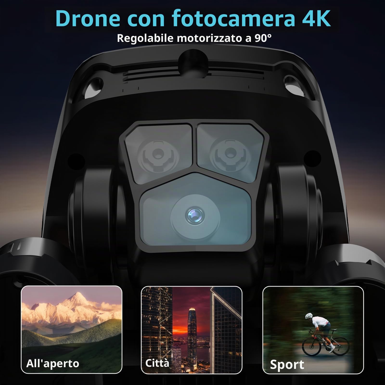 Drone con Camera Droni per Adulti 4K, Schermo LCD FPV Live Video, Motore Brushless, Sistema di Prevenzione Ostacoli a 270°, 3D Flips, Peso Inferiore a 250g, Supporta Schede SD fino a 32 GB
