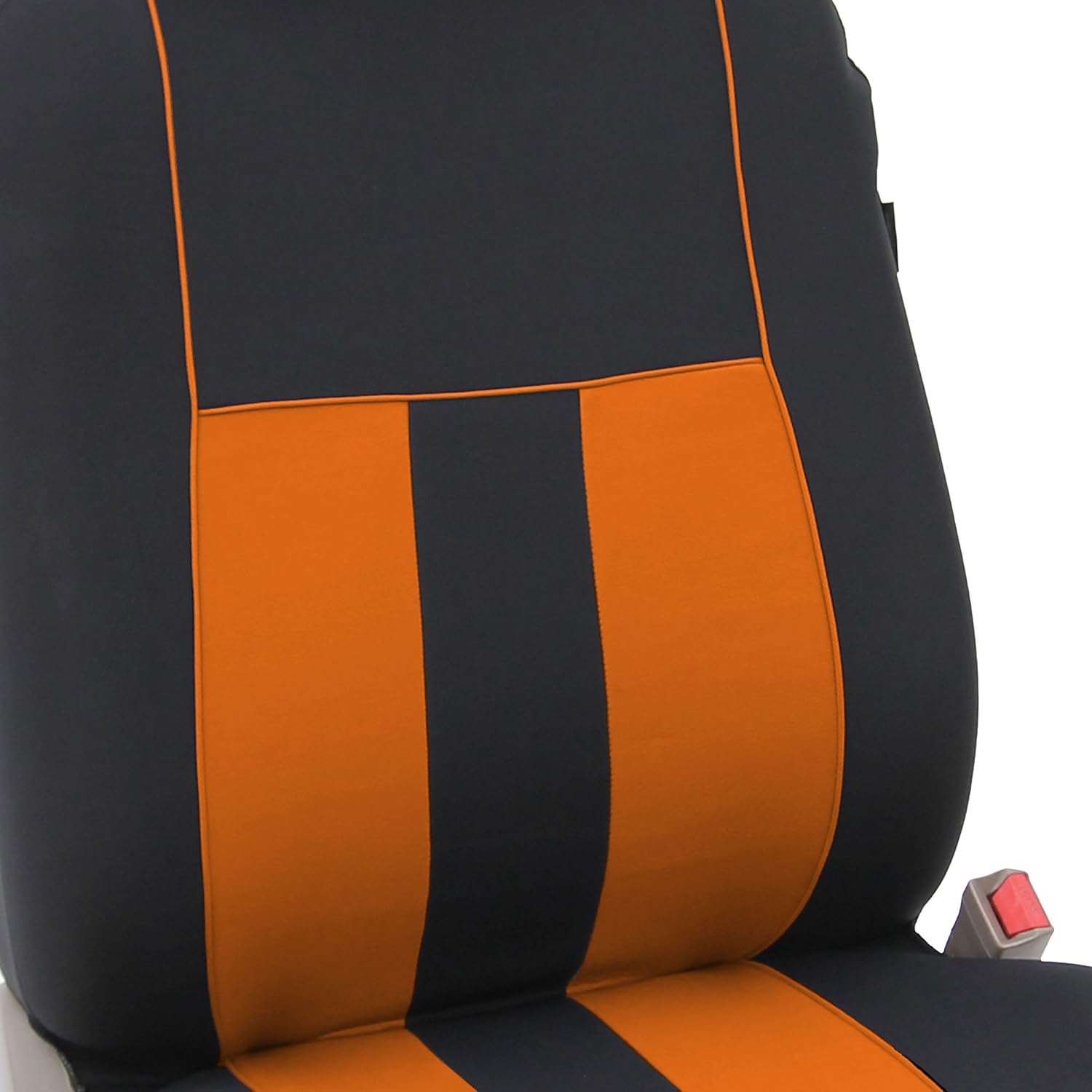 FH Group Car Seat Covers Striking Striped Full Set Orange Automotive Seat Covers, Airbag and Split Rear Car Seat Cover Universal Fit Interior Accessories for Cars Trucks and SUV Car Accessories