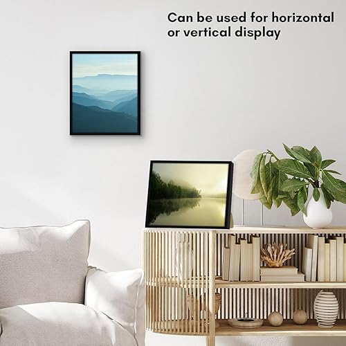 Miniatura 4 de Americanflat Marco de fotos negro de 10 x 12 pulgadas, borde delgado, con vidrio inastillable, formatos horizontales y verticales para pared y mesa