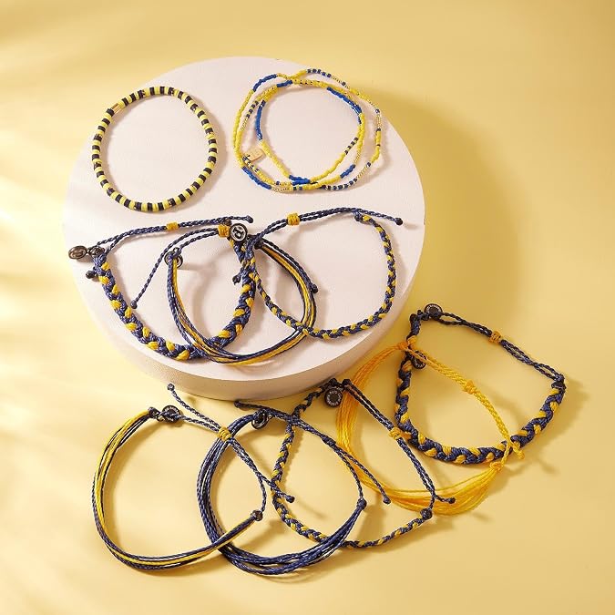 Pura Vida Braided Stackable Bracelet Navy & Yellow
