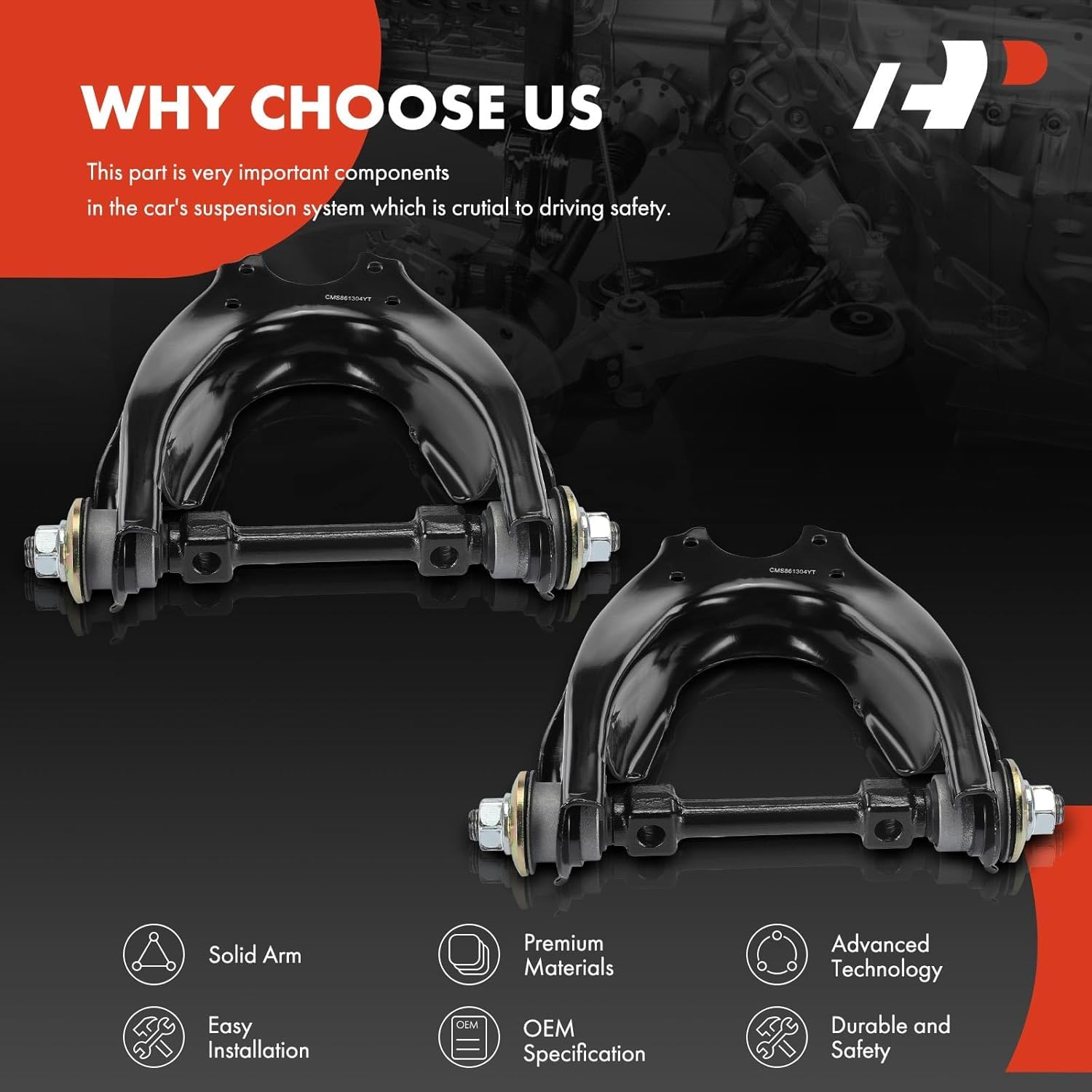 A-Premium 2 x Front Upper Control Arm, with Bushing, Compatible with Toyota Pickup 1989-1995, T100 1993-1998, RWD Only