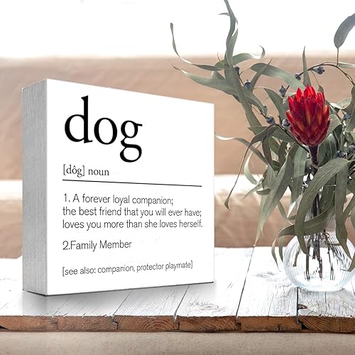 Miniatura 4 de z-crange Letrero de madera con definición de sustantivo de perro, decoración de escritorio inspiradora para perro, placa de madera para perro, mamá,