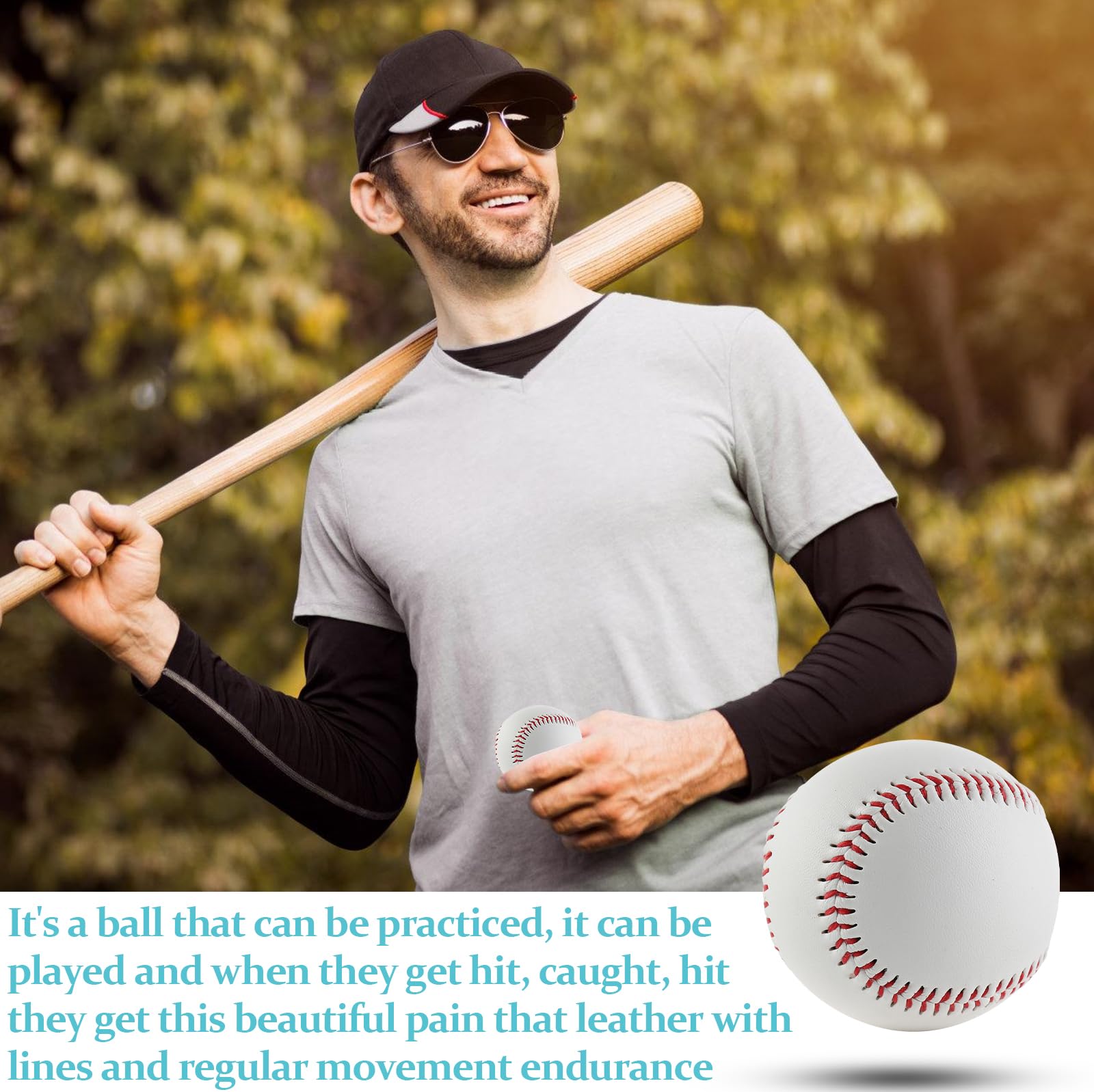 BYZESTY 4 Pezzi Palline da Baseball, Cucite a Mano, Morbide, 9 Pollici, PU, per Adulti e Ragazzi, Giochi da Baseball Professionali