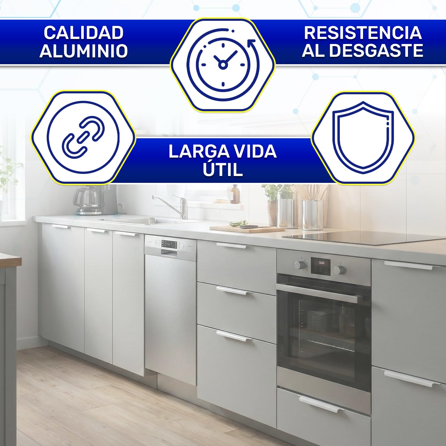 MONTERAL 2 Piezas Ocultos Tiradores Cocina 296 x 41 mm Distancia Entre Orificios Fijación 256 mm - Tiradores Armarios Cocina y Muebles Fabricado en Aluminio con Recubrimiento Anodizado - Color Gris