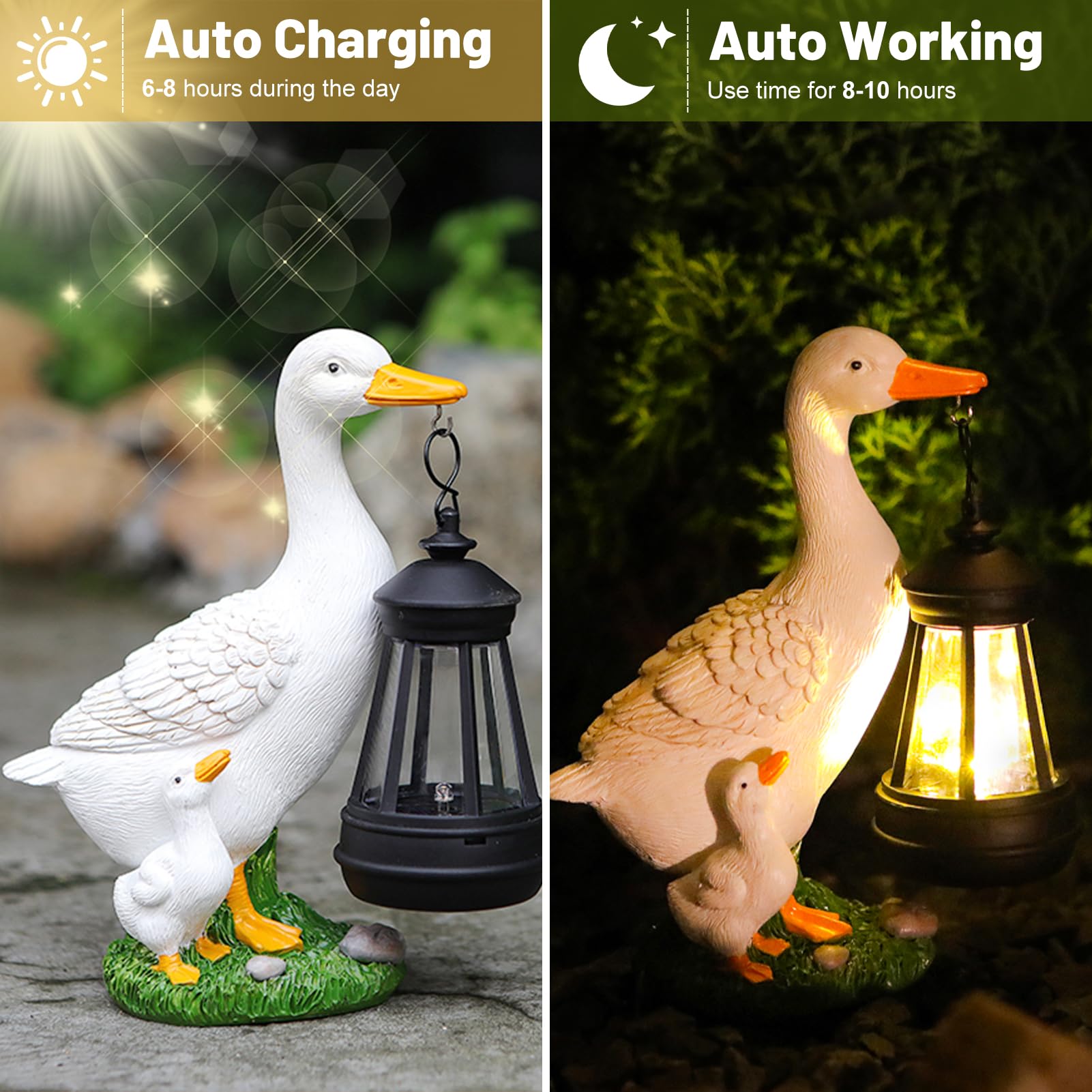 Garten Deko Figuren für Außen mit Solar Laterne – Lustig Wasserdicht Solarlampe Figur Gartendeko für Draußen Balkon Terrassen, Ostern Geschenke für Frauen Mutter Oma Mädchen (Ente)