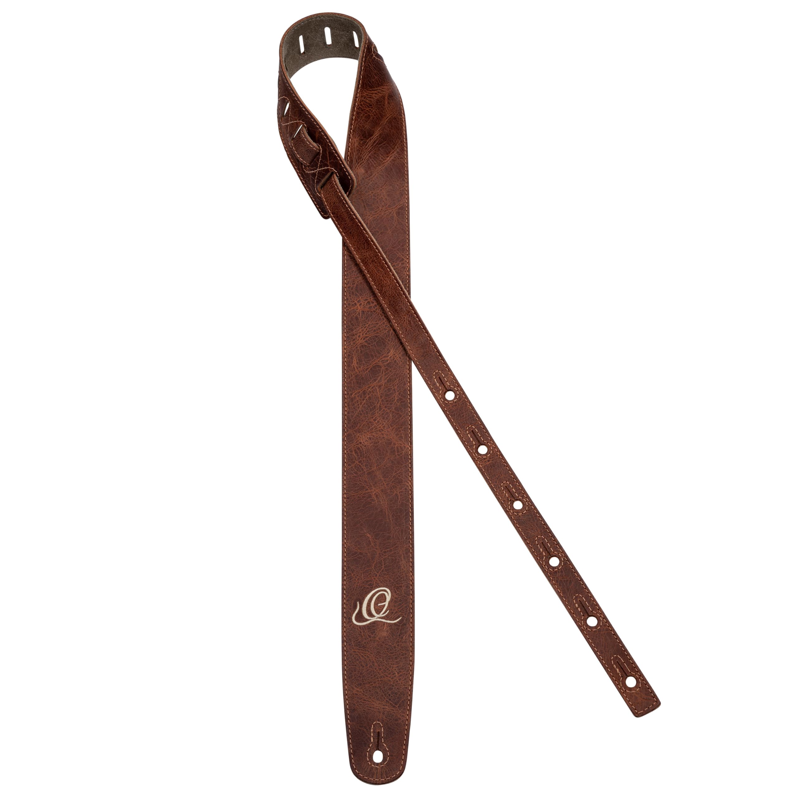 Ortega Guitars Tracolla per Chitarra Regolabile – Chitarra Acustica / Elettrica, Basso Acustico / Elettrico – Suede Series – Pelle Scamosciata, Caramel (OSSU-30)