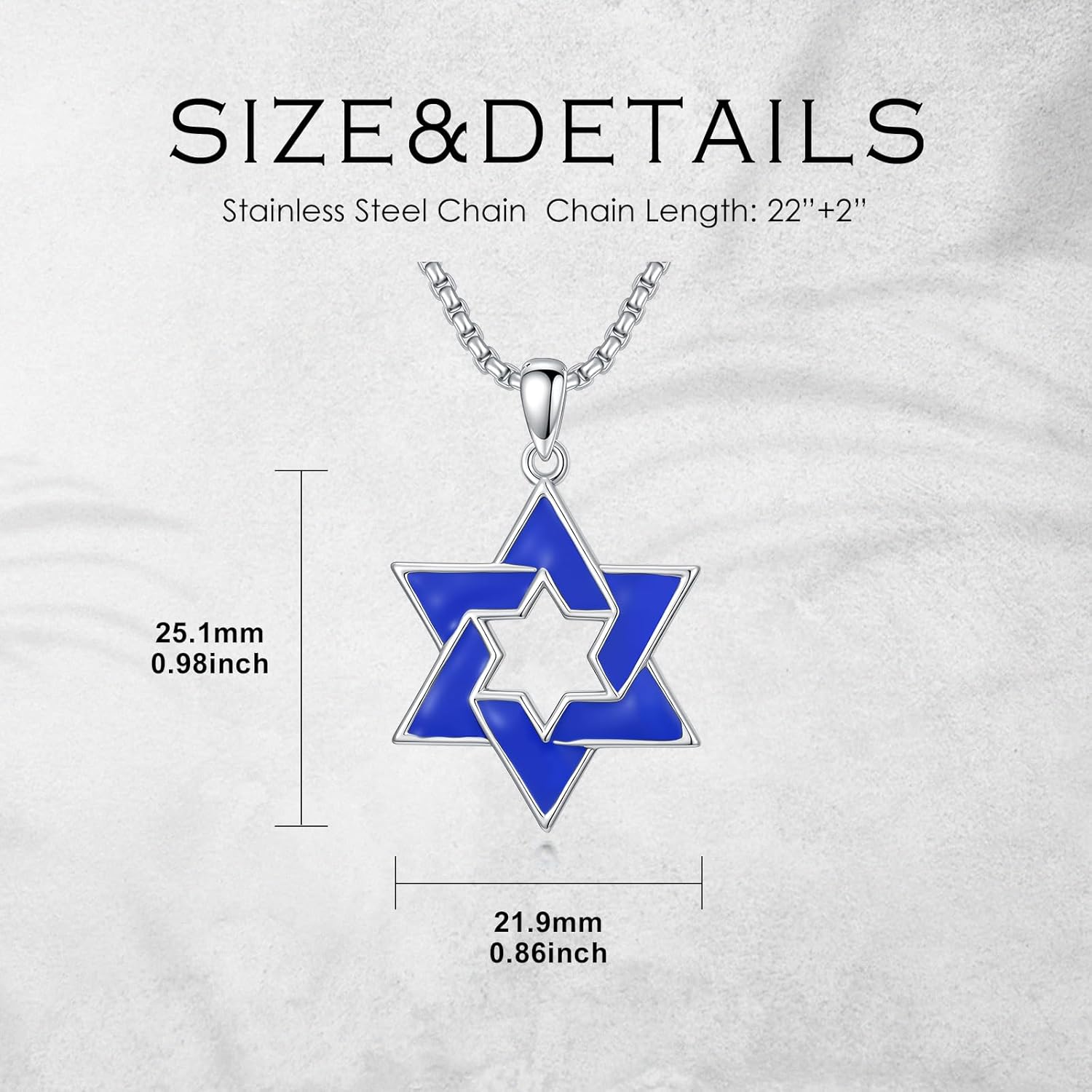 Star of David Necklace 925 Sterling Silver Jewish Star Necklace Pendant Blue Estrella de David Jewelry for Men Women - Image 6
