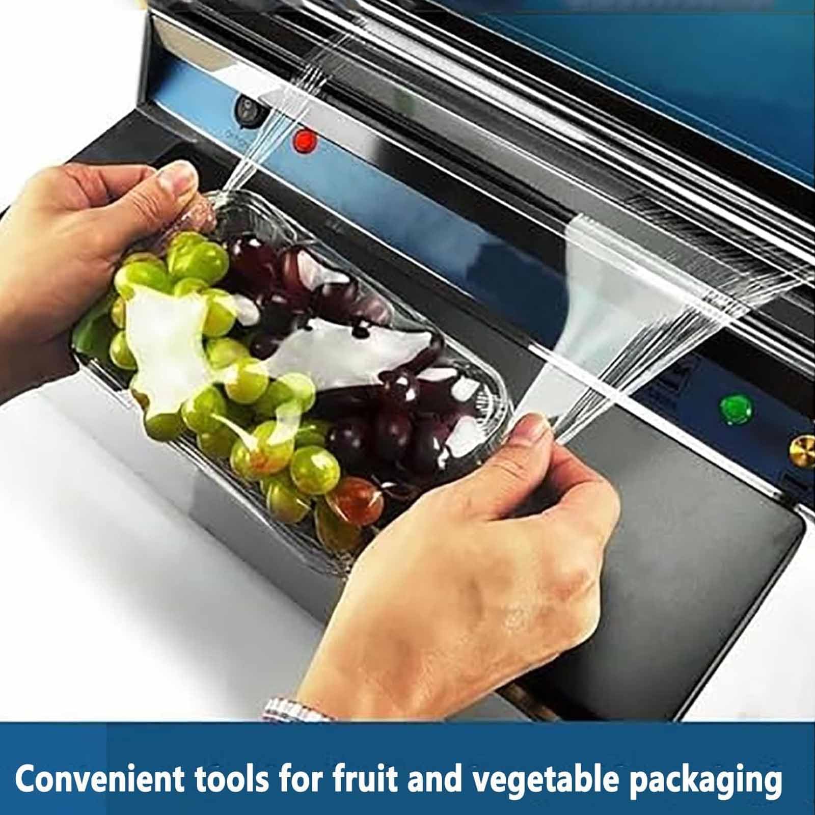 ERICAT Sellador Eléctrico De Film Transparente, Máquina De Film Transparente para Conservación De Alimentos De Supermercado con Tapete Antideslizante, Cuchilla De Corte: 50-130 ℃, Adecuado para Film