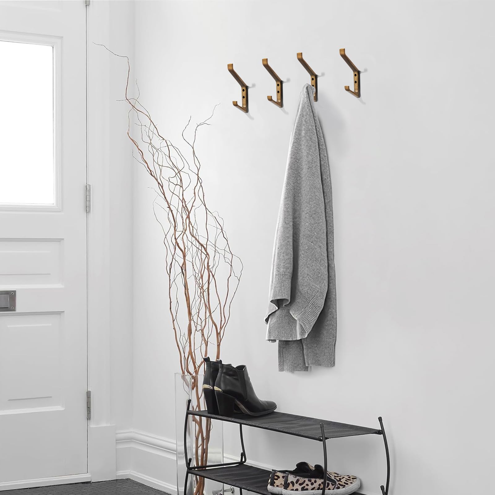 KHTUMEWARE-KH428 Antique English Brass Coat/Robe Hooks 3-Pack in Antique English Brass — KHTUMEWARE