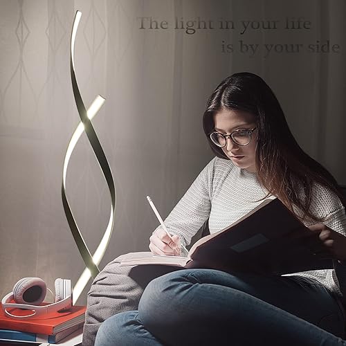 Miniatura 6 de 40W 4000LM 54.3 pulgadas Lámpara de pie negra para sala de estar dormitorio con 3 temperatura de color Control remoto (negro)