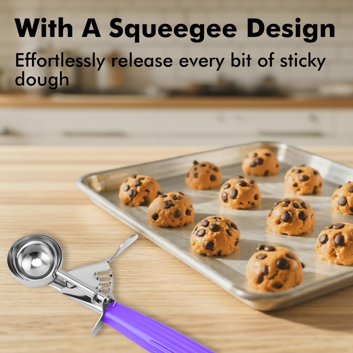 JUNADAEL J Cookie Scoop Set, Portion Scoop Set, Ice Cream Scoop with Trigger, Include Large-Medium-Small Size Disher Scoop, Premium 18/8 Stainless Steel