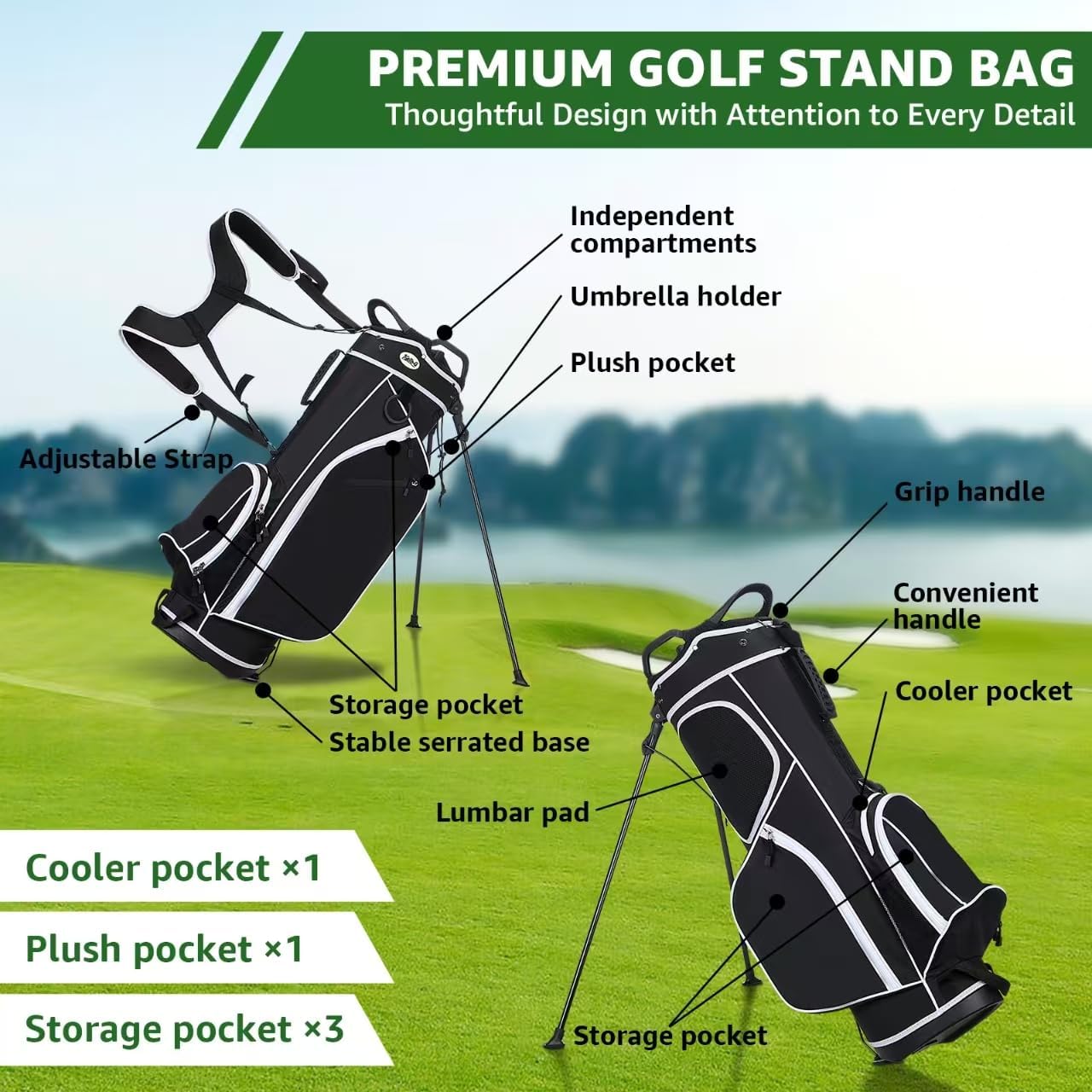 Golf Clubs Set for Men, Complete Mens Golf Clubs Full Set Right Handed Includes Stand Bag with Rain Hood, 1#Driver 3#Wood 5# 6# 7# 8# 9# PW# Irons and Putter - Image 3