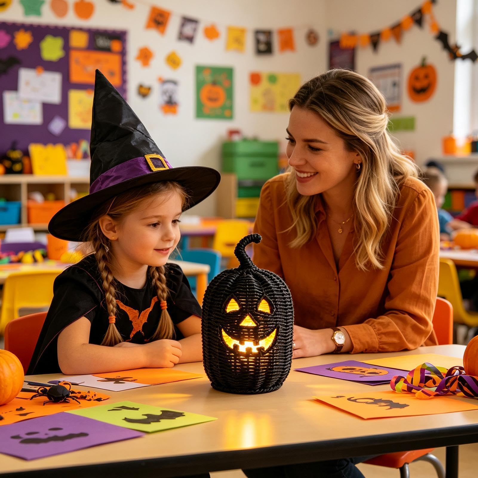 Geflochtener Halloween-Kürbis LED-Kerze Halloween-Aufbewahrungsbox