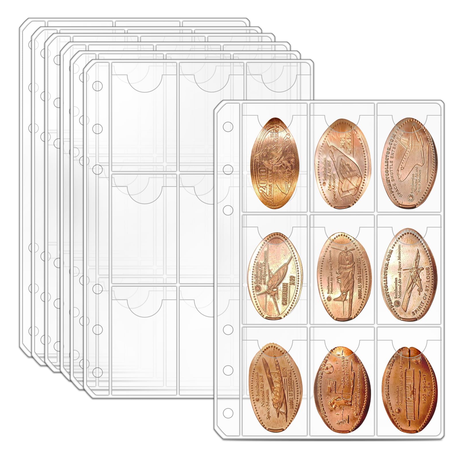 tutata Pressed Penny Album Sleeves, 25 Pack, 9 Pocket, A6 Binder Compatible, Clear Vinyl