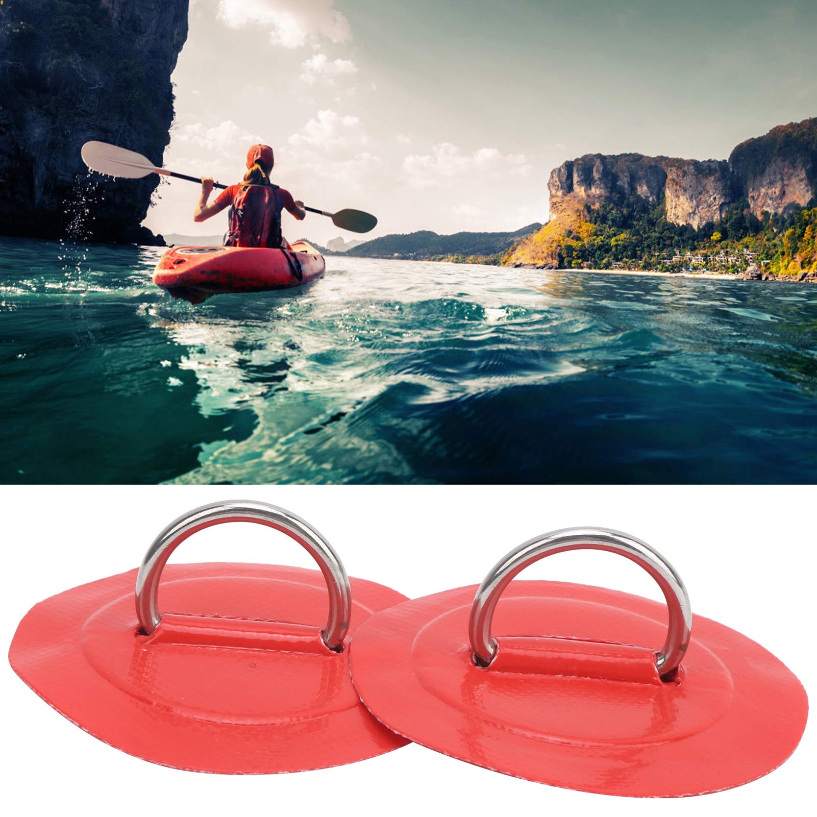 Accessori Barca GXGM 4 Pezzi D-Ring Pad Kayak,Toppa Con Anello A D In Acciaio Inossidabile Ad Alta Resistenza Anello A D Circolare In Pvc, Per Kayak, Tavola Da Surf, Per Fixed Buckle