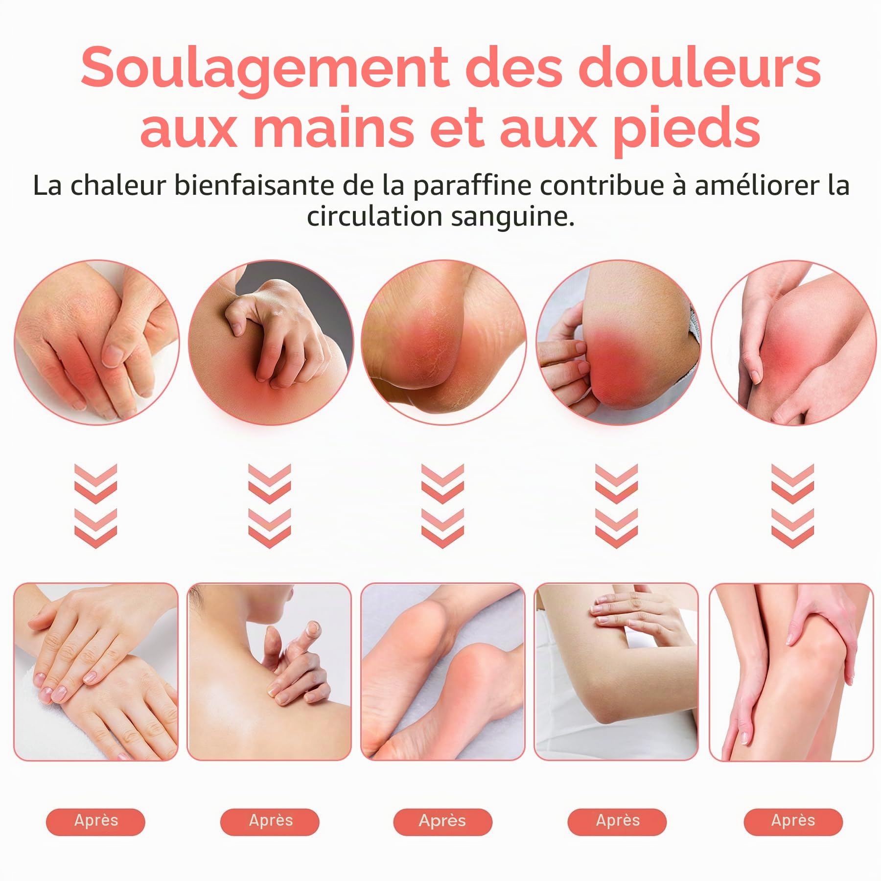Cire de Paraffine Pêche 2700g pour Mains et Pieds Traitements Esthétiques Kit Familial