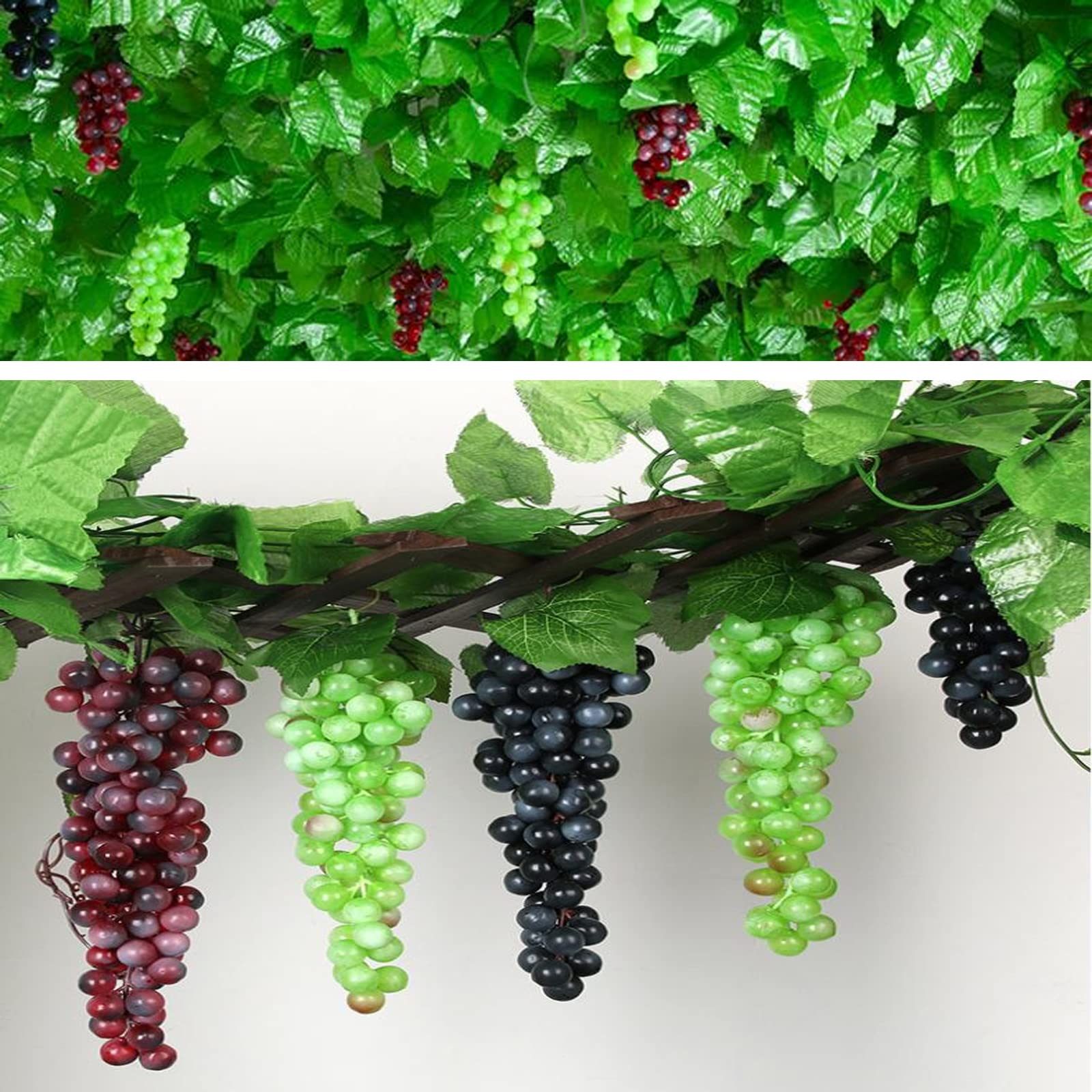 7 Grappoli di Uva Artificiale Simulazione, Realistica Decorazione da Appendere, Uva Plastica Decorazione Artificiale, per Frutta Prop, Frutta Decorativa