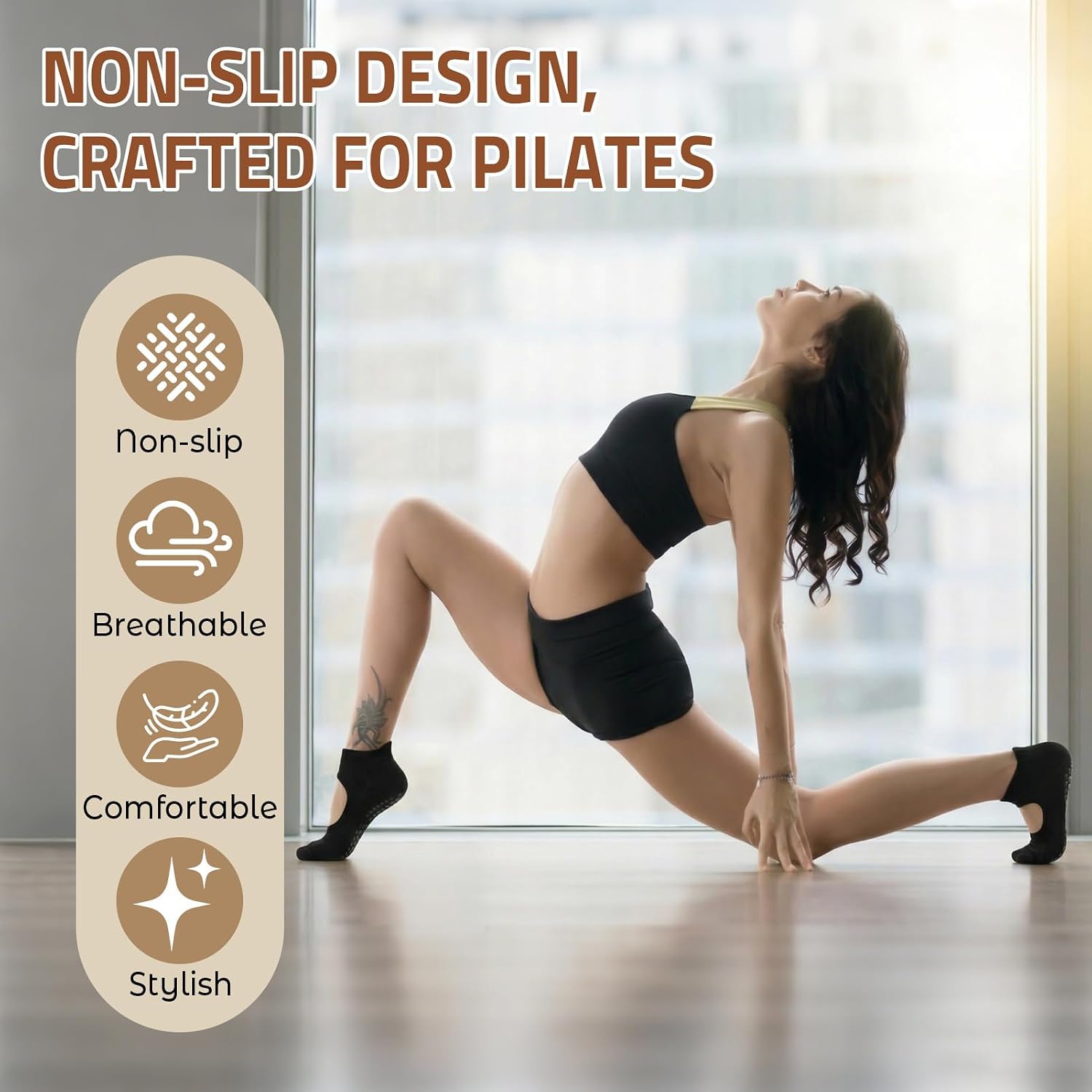 8 Pairs Pilates Socks with Grips for Women Yoga Socks Non Slip for Yoga Workout Hospital Dance Workout