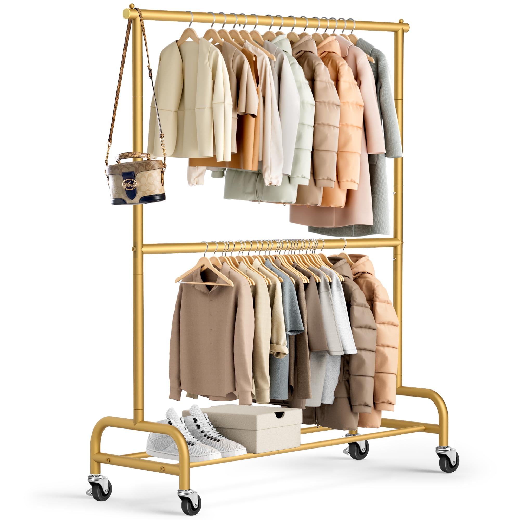 MISSLO Gold Double Garment Rack