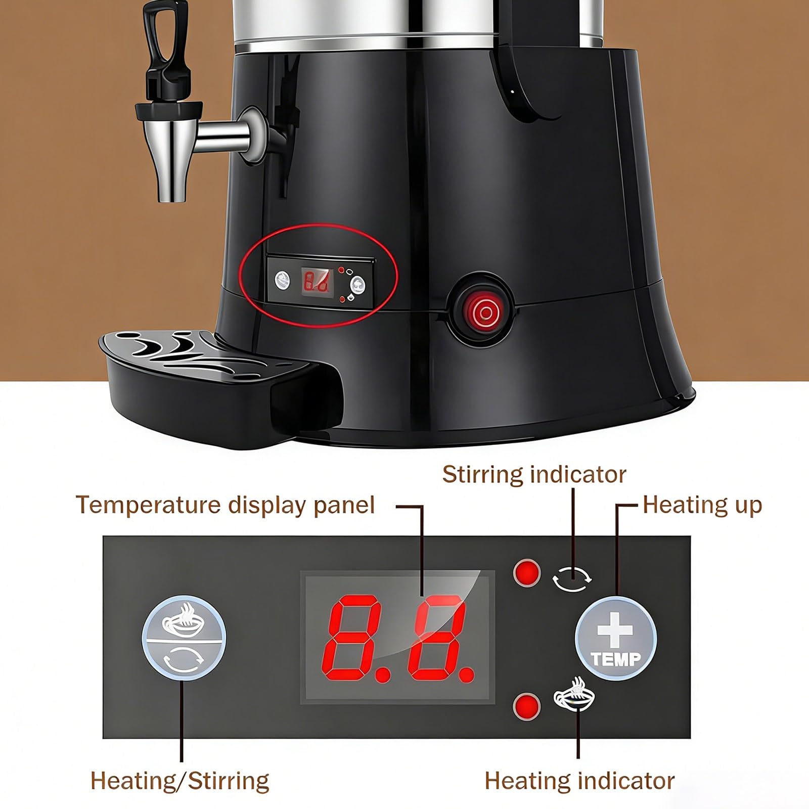 Máquina Comercial para Calentar y Mezclar Chocolate, Calentador eléctrico de Bebidas para Leche, té y café. 10L