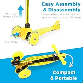 Best Choice Products Kids Mini Kick Scooter Toy w/Light-Up Wheels, Height Adjustable T-Bar, Foot Break - Yellow