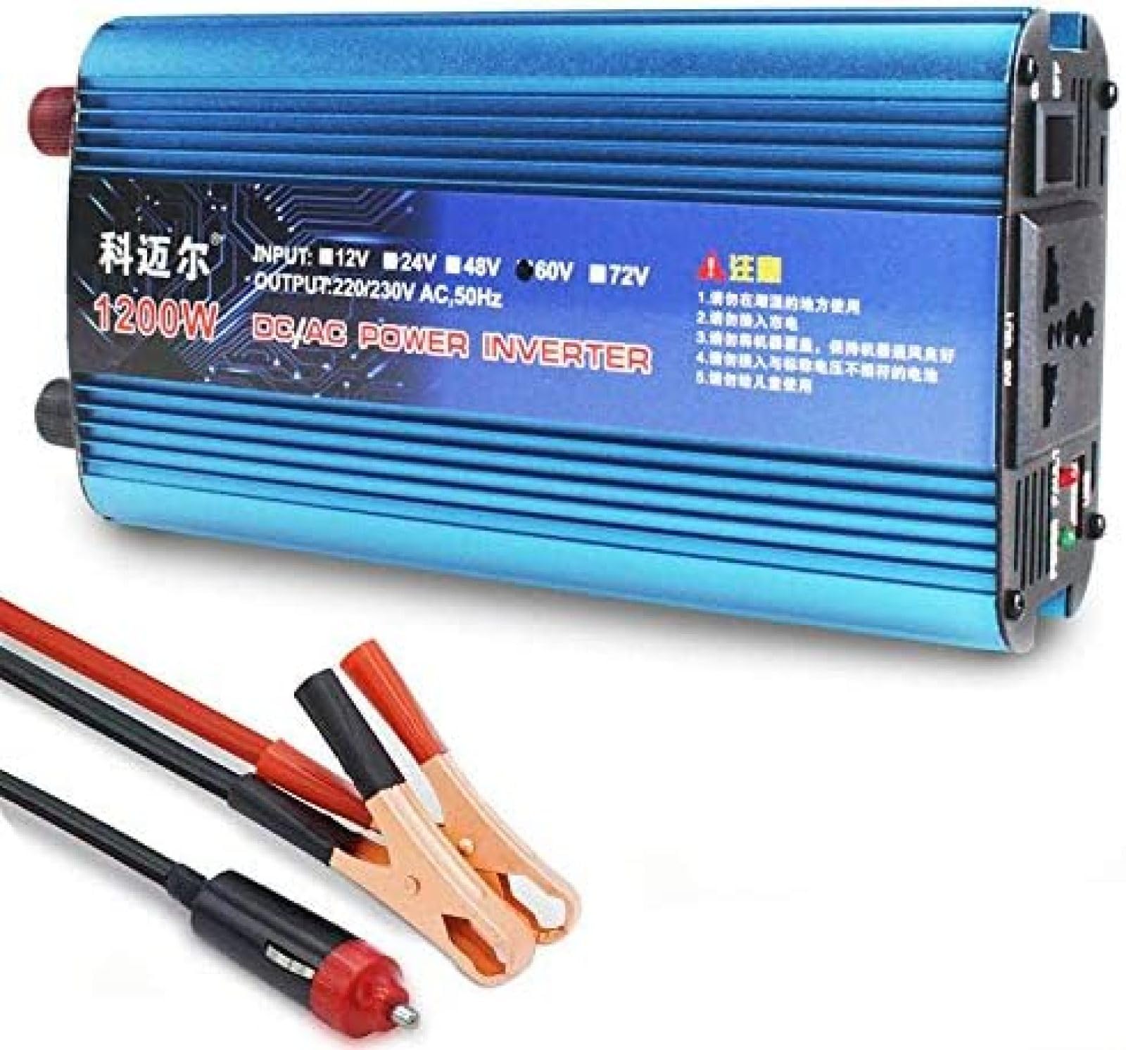 Zmodyfikowany falownik sinusoidalny Dc 12 V / 24 V / 36 V / 48 V / 60 V / 72 V na AC 220 V / 230 V, Przetwornica napięcia 1200 W 1600 W 2200 W, Przetwornica ze złączem USB na kemping, podróż