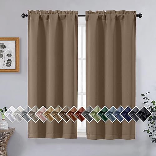 Miniatura 41 de OVZME Cortinas opacas turquesa para tratamiento de ventanas pequeñas, cortinas cortas con bloqueo de luz para ventana de cocina sobre el fregadero,