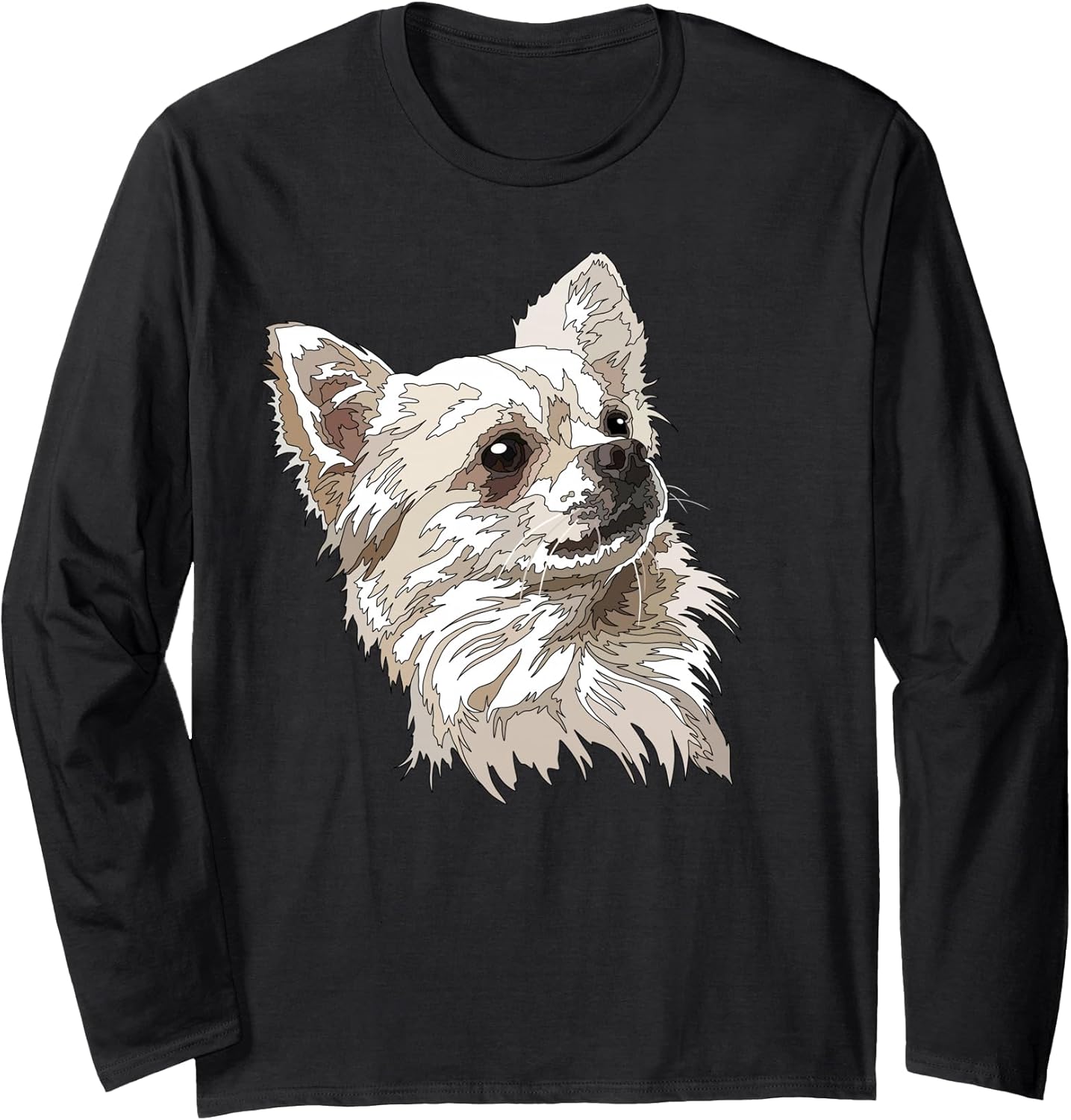 Chihuahua Long Hair Chiwawa Long Haired Dog Mom Dad Long Sleeve T-Shirt Printfushion