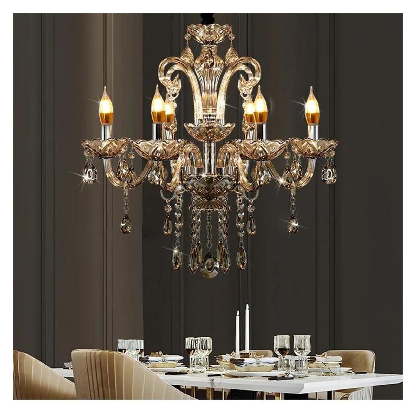 Lustre en cristal de salon et salle à manger pour ambiance chaleureuse