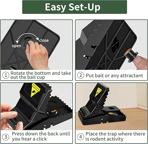 Miniatura 4 de Trampas para ratas para exteriores de matar rápidamente trampas grandes para ratones en interiores para el hogar que trabajan, paquete de 6 trampas