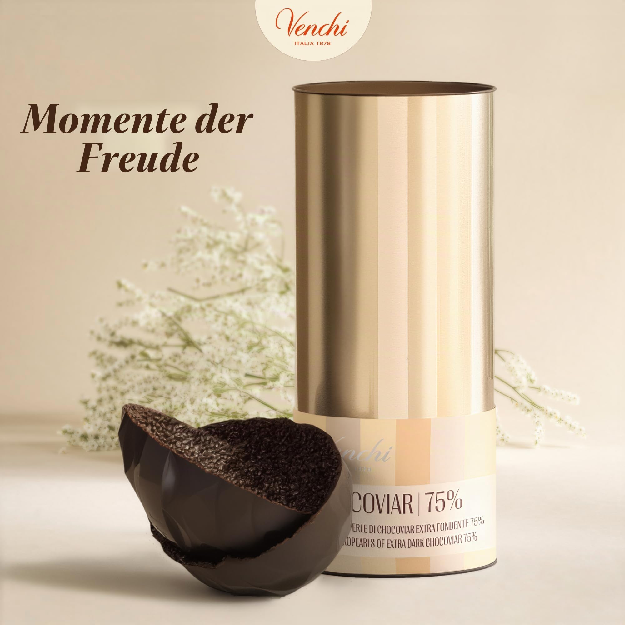 Venchi - Chocoviar 75% Schokoladenei, 350 Gr, Geschmack: Extra-Zartbitterschokolade mit Chocoviar-Mikroperlen, Glutenfrei, mit Überraschung, Venchi-Osterkollektion, Geschenkidee