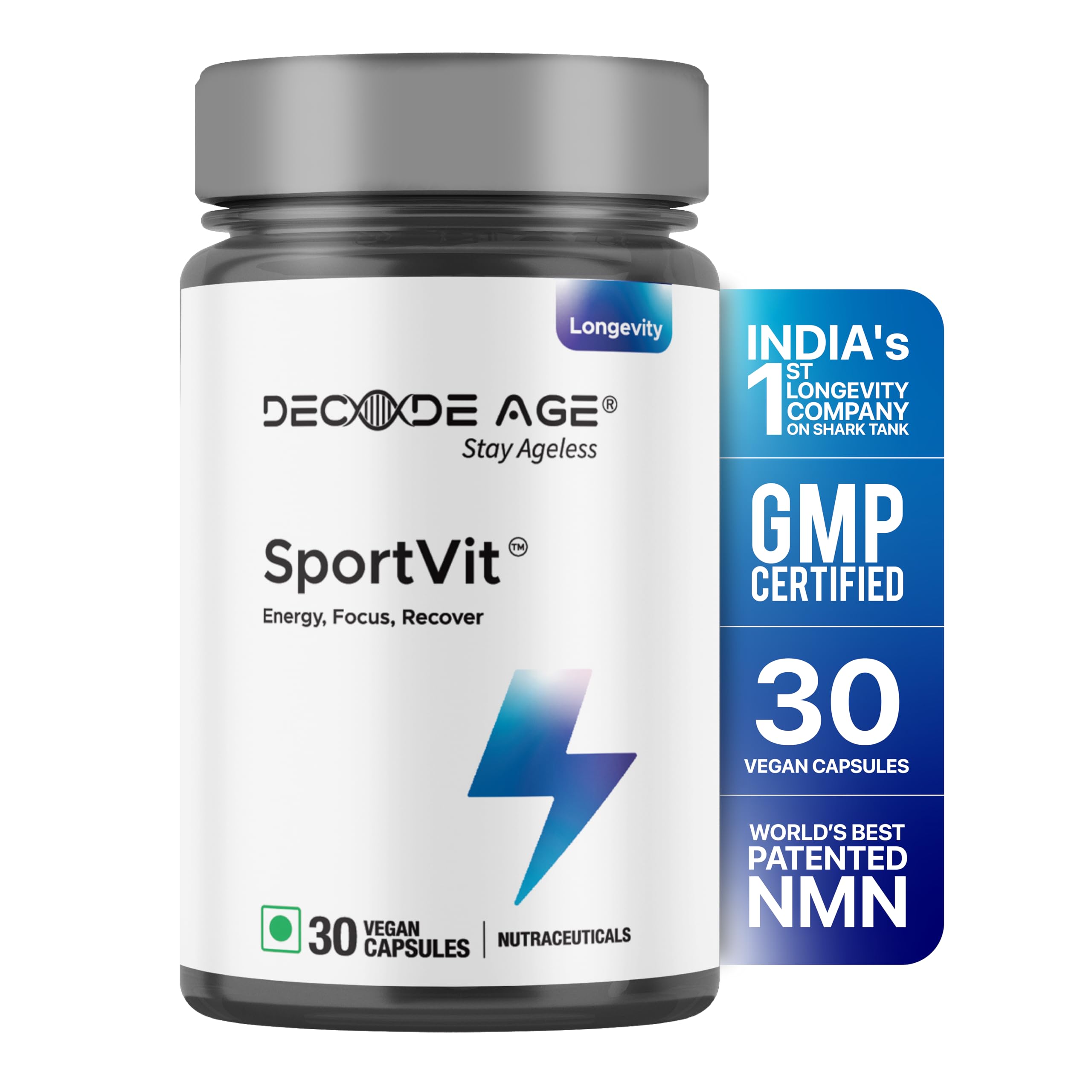 Decode Age SportVit| Caffeine-Free Pre-Workout for Athletic Performance | Boost Energy, Enhance Muscle Recovery & Endurance |NMN, L-Taurine, Inositol | 30 Vegan Capsules (B0BR18ZC2H) Amazon Price History, Amazon Price Tracker