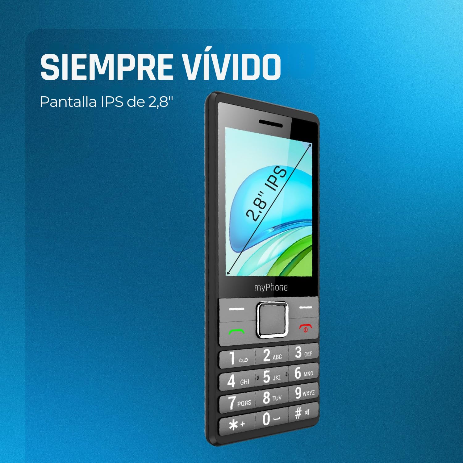 myPhone 7340 LTE Móvil para Mayores 4G con Botones Grandes, Dual SIM, Pantalla IPS 2,8", fácil de Usar, botón SOS, Negro y Plateado