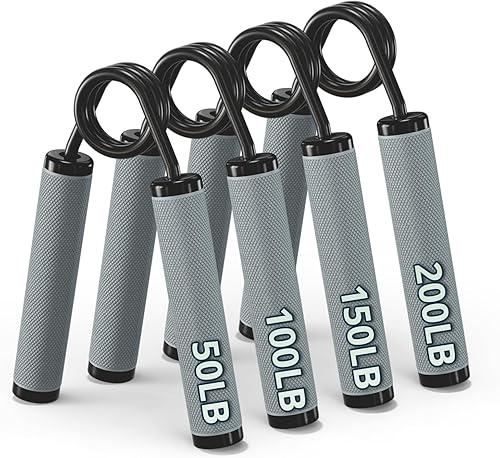 KDG Grip Strength Trainer 4 Pack,50LB-200LB Rubber Metal Hand Grip Strengthener,Non-Slip Forearm Exerciser, Heavy-Duty Hand GripperHand Exerciser