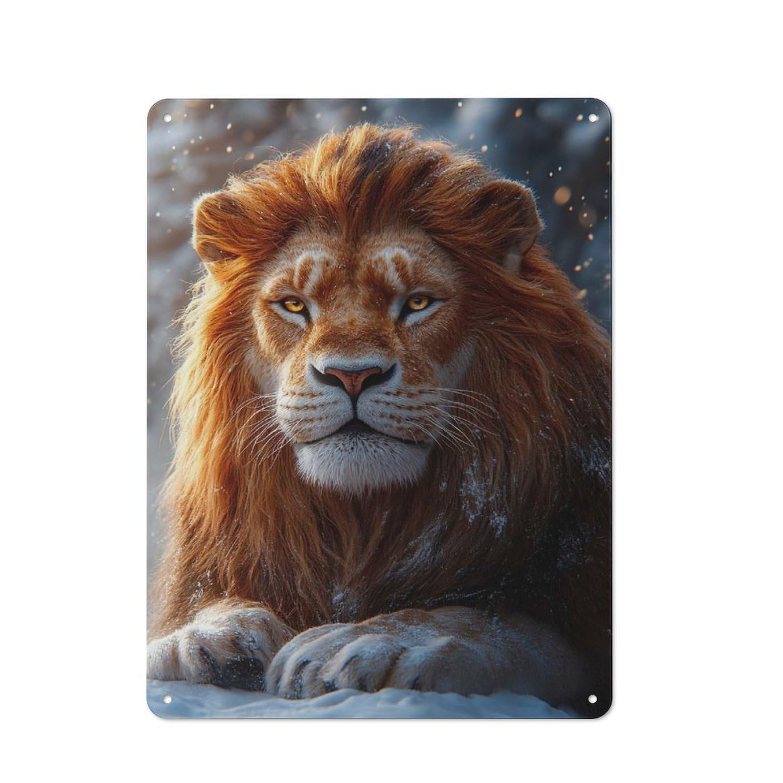 Junmoney Style-22 Majestic Lion In Winter Vintage Tin Sign 40X30cm For Café Or Restaurant, Suited To Café Owners And Decorators
