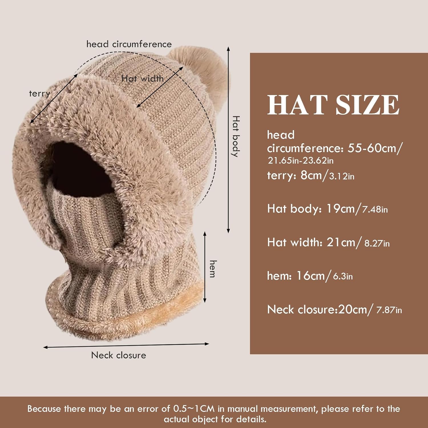 3 In 1 Hat With Scarf and Mask, Winter Hats for Women,Womens Knit Hat Fleece Lined Winter Scarf Mask Set Snow Caps - Image 4