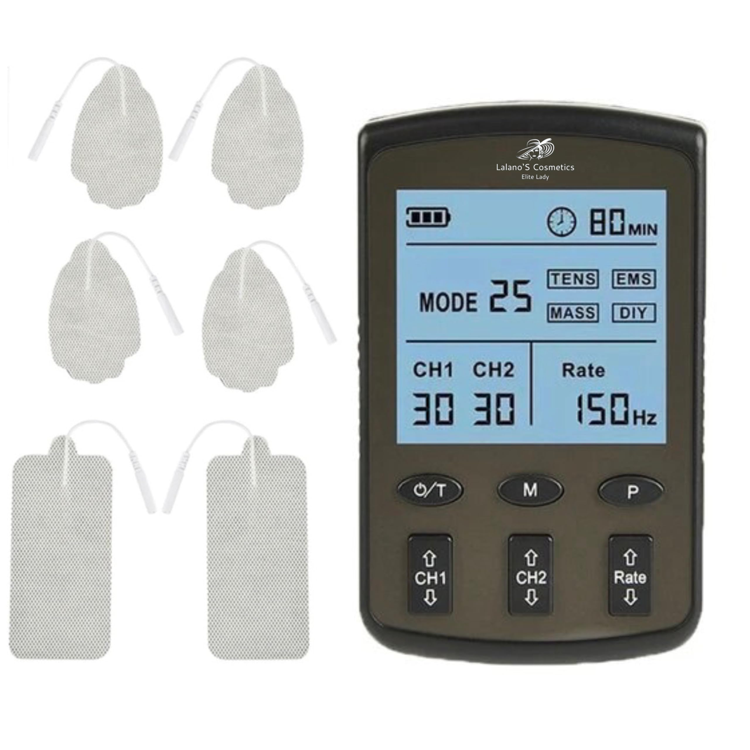 Lalano`S Cosmetics urządzenie TENS-EMS Strong Physio Tens &EMS, (urządzenie do leczenia kosmetyków, urządzenie do leczenia bólu, prąd drażniący), trener żył, przeciwbólowy, do leczenia bólu