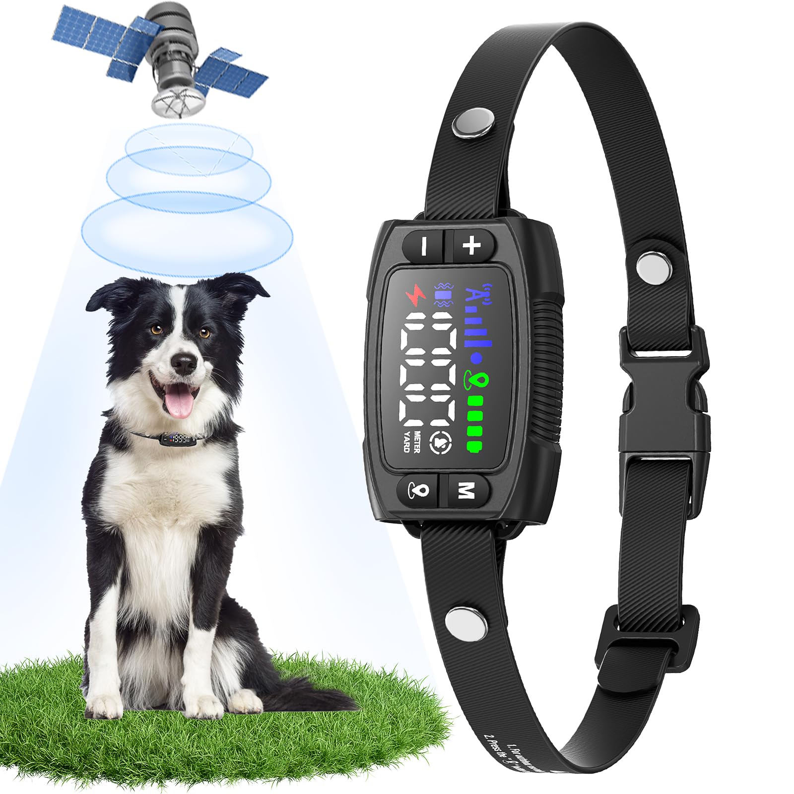 Valla Inalámbrica para Perros GPS para Uso en Exteriores, Collar Sistema Valla Antifuga 1000m