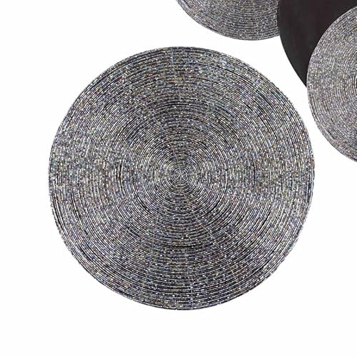 Trunkin' Set Of 4 Glass Beaded Heirloom Placemat (14 In, Peacock) | Halloween, Christmas, Thanksgiving Gifting Option #TOP2
