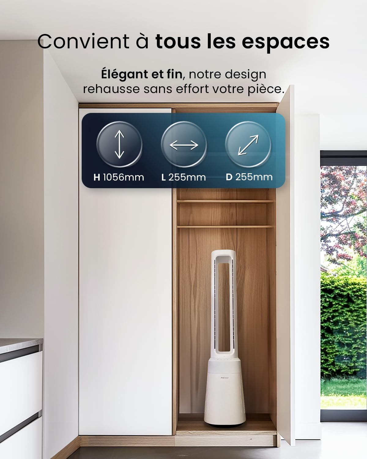 Pro Breeze OmniAir Ventilateur Colonne Purificateur d'Air, Ventilateur Sans Pale 105cm Silencieux, Tour avec Filtre HEPA, Télécommande, 10 Vitesses, Oscillation 75°, Ventilateur Sans Lame